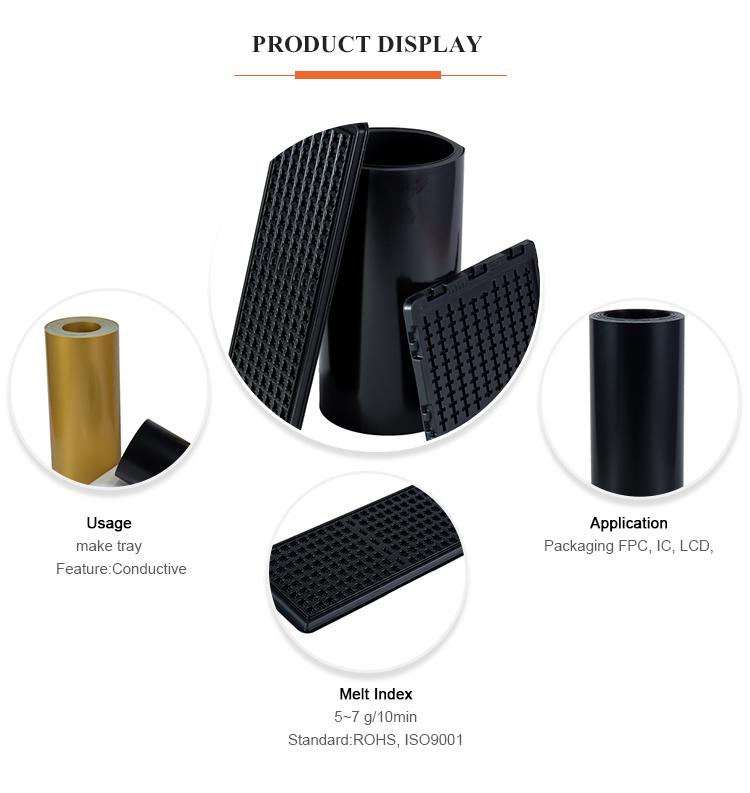 Rouleaux de plastique noir semi-conducteur en polystyrène HIPS