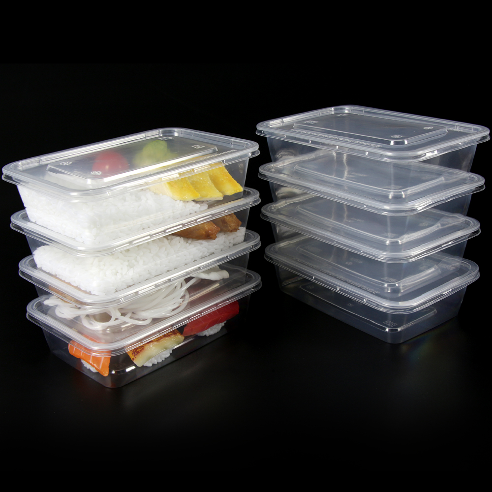 500ml Transparent Eco Friendly Microwavable Takeaway Disposable Food Containers Lunch Bento Box With Lid