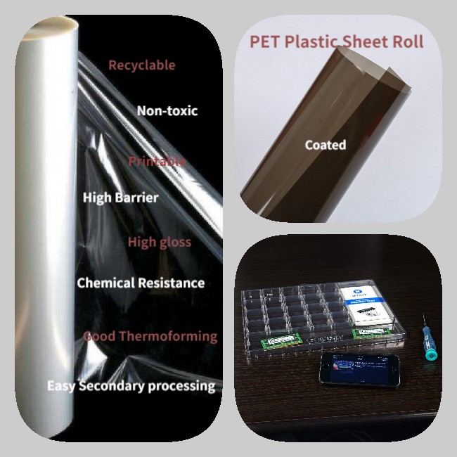Rollo de lámina de plástico PET recubierto para termoformado