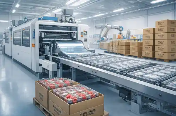 PET food tray thermoforming production line