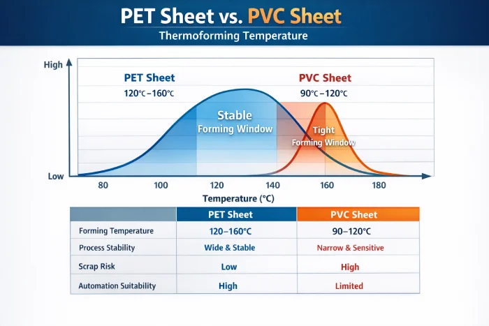 PET vs PVC thermoforming temperature curve