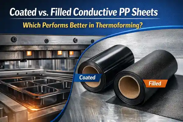 Lembar PP Konduktif Dilapisi vs. Terisi dalam Thermoforming: Apa yang Sebenarnya Berfungsi dalam Produksi Nyata?